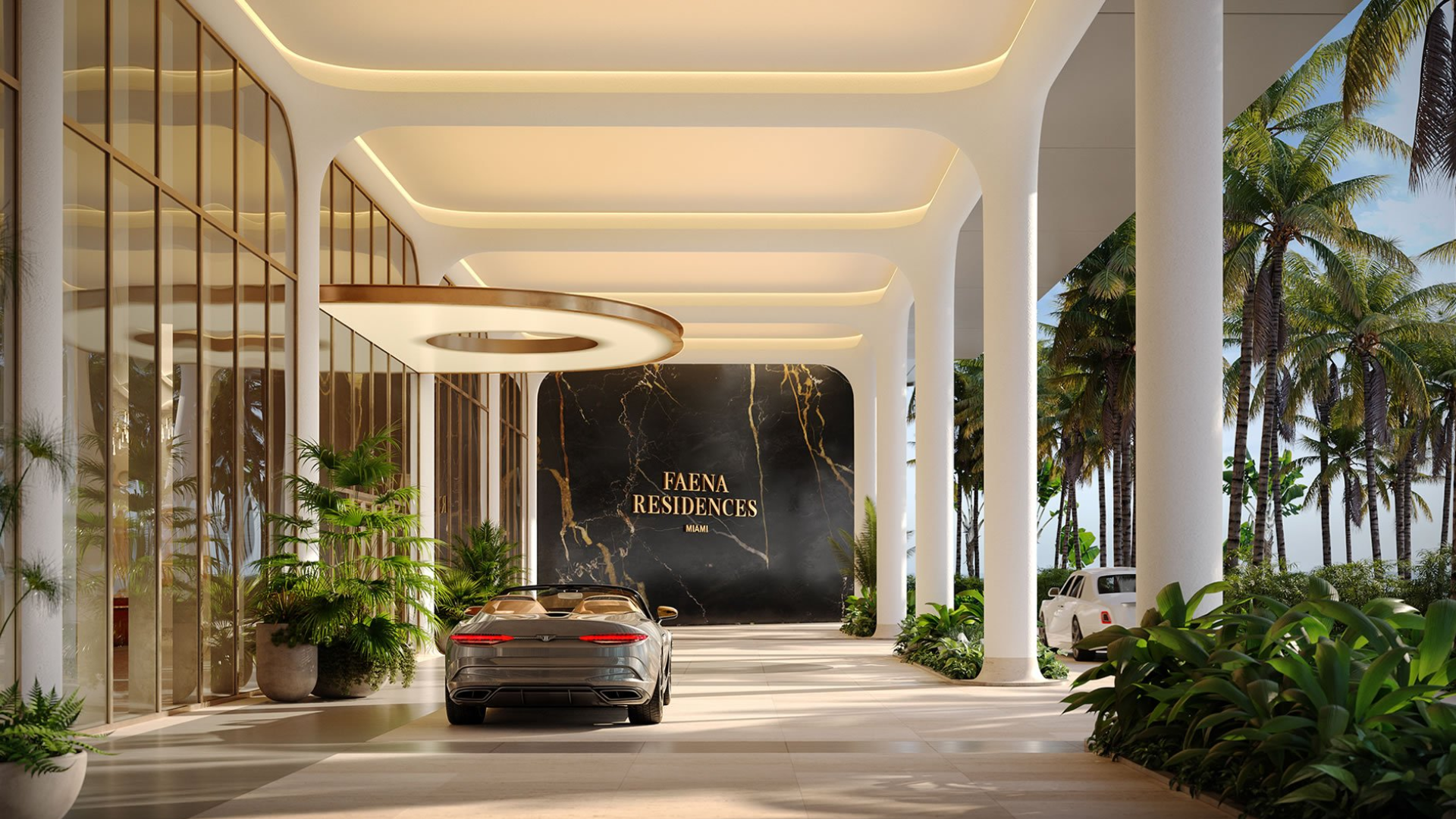 Faena Miami Residences price list - waterfront tower entrance rendering